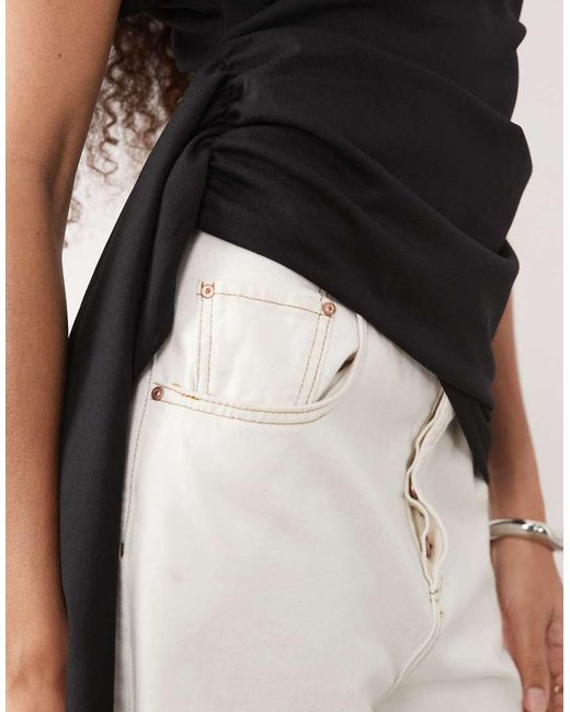 ASOS Black Slash Neck Wrap Waist Top