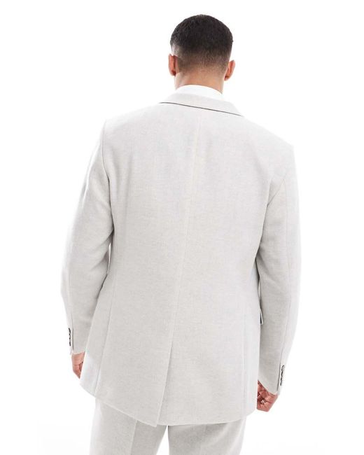 ASOS Smal Colbert Van Wolmix Met Visgraatmotief in het White voor heren