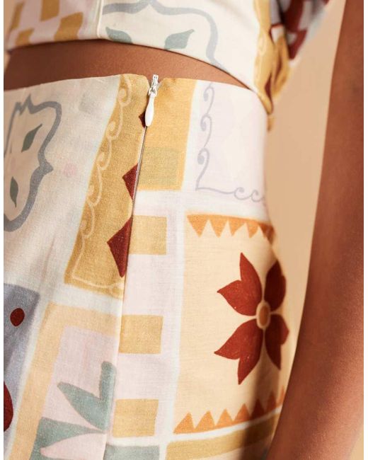 ASOS Natural Linen Blend Skort