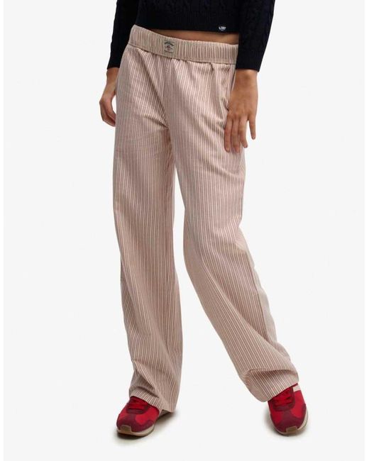Superdry Blue Cotton Stripe Elasticated Trousers