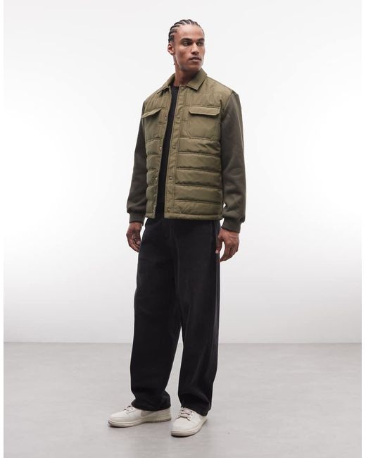 ASOS Green Regular Quilted Liner Jacket for men