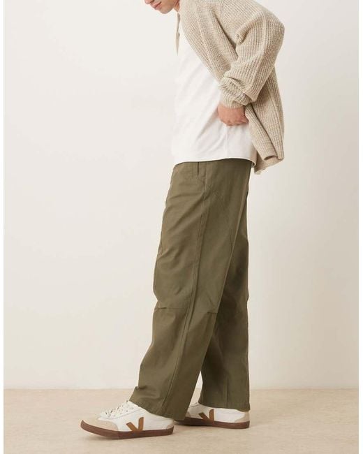 ASOS Natural Relaxed Tapered Pull On Pants for men