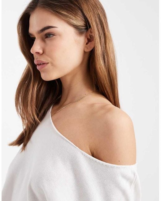 Cotton On White Lounge Off Shoulder Knit Sweater