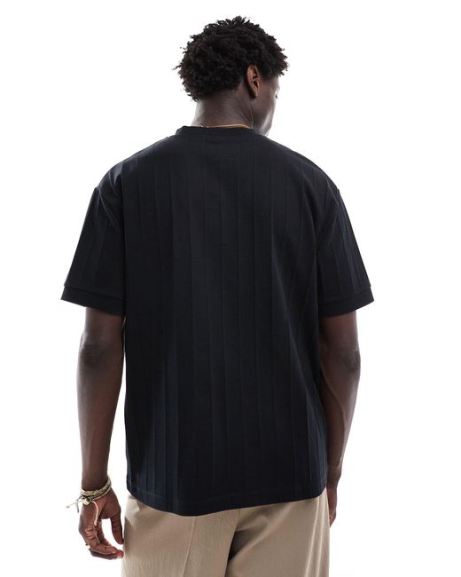 T-shirt serafino comoda nera di ASOS in Black da Uomo