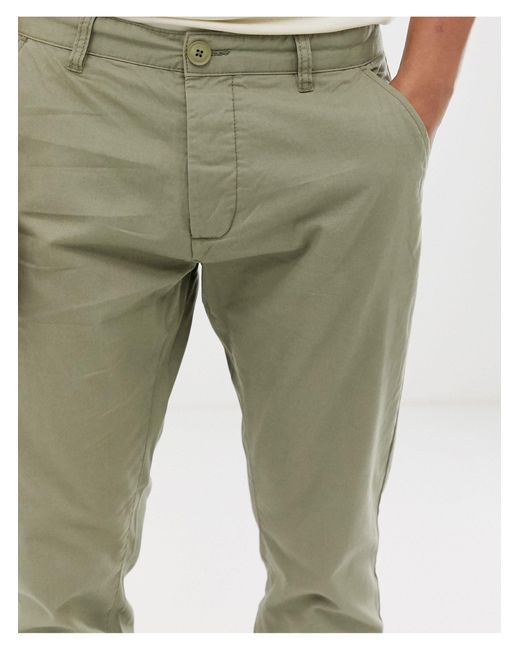 French Connection Denim Chino Cuff Trousers in Green for Men - Lyst