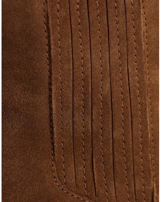 Mango Brown 100% Leather Short Cowboy Boot