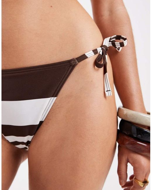 New Look Natural Stripe Tie-side Bikini Bottoms