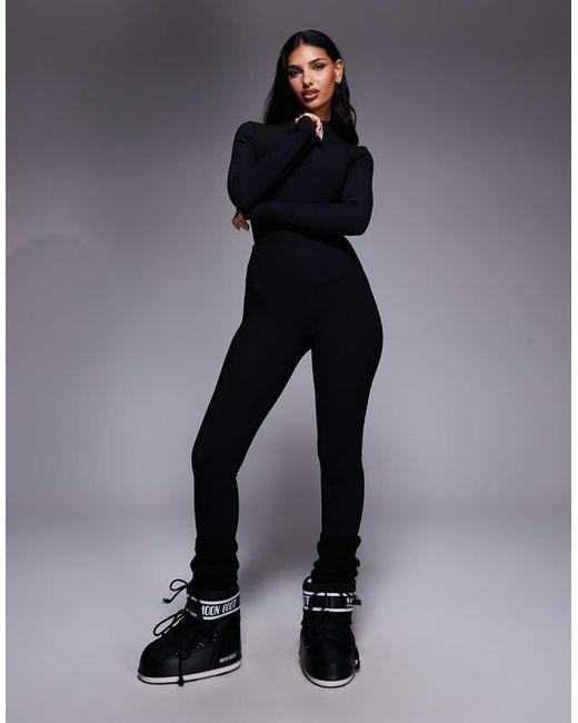 ASOS 4505 Ski & Snow Blue Asos 4505 Ski Thermal Ribbed Fleece Back Base Layer legging With Sweat Wicking