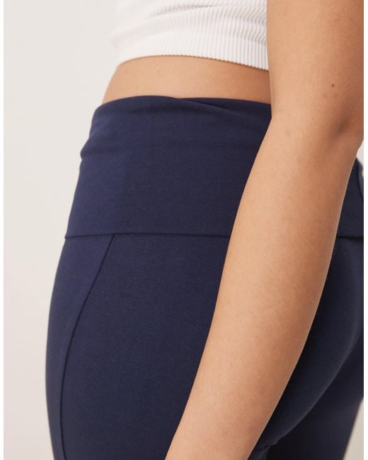 Gina Tricot Blue Jersey Straight Leg Folded Trouser