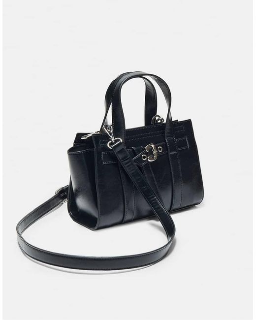 Stradivarius Blue Mini Tote Bag With Buckle