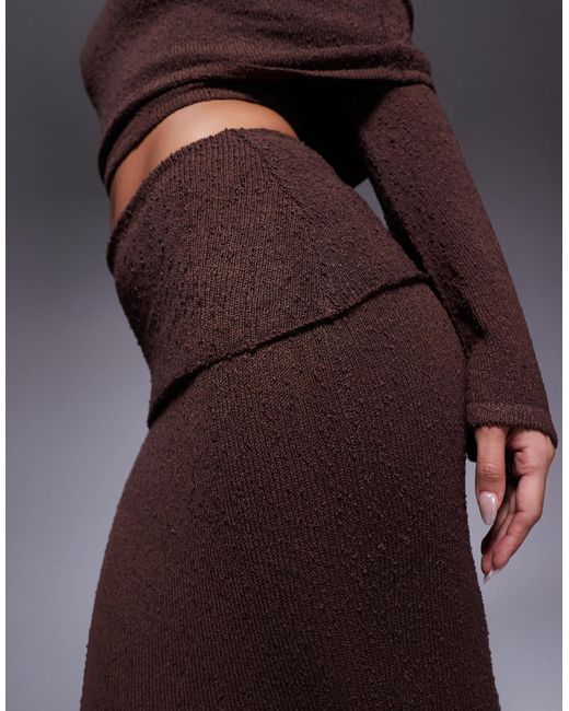 Yasmin - jupe longue d'ensemble en maille bouclée avec rabat oversize - chocolat foncé Wanderdoll en coloris Blue