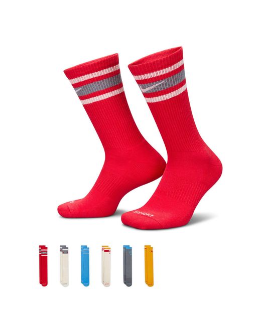 Nike Red Everyday Plus Cushioned 6 Pack Crew Socks for men