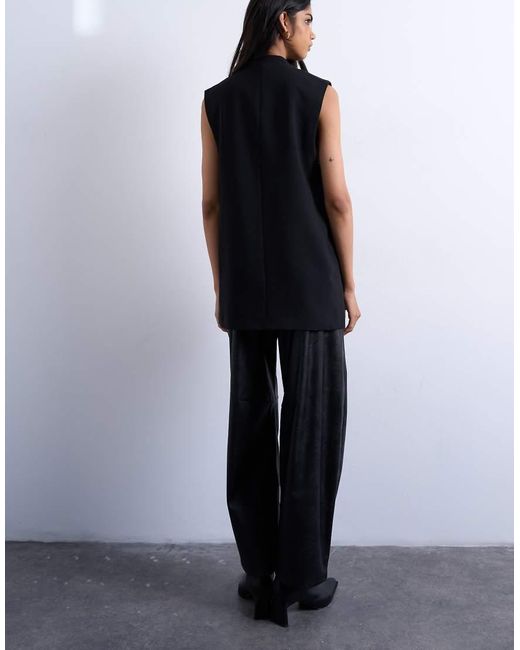 TOPSHOP Black Chuck On Sleeveless Blazer