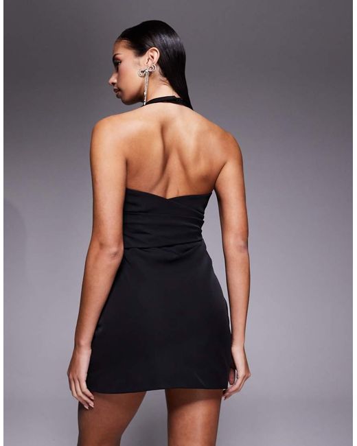 Forever New Blue Structured Halter Neck Mini Dress