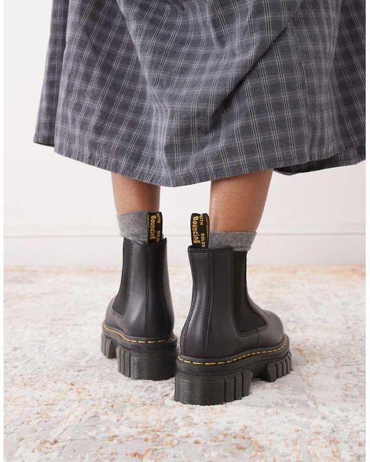 Dr. Martens Gray Audrick Chunky Flat Chelsea Boot
