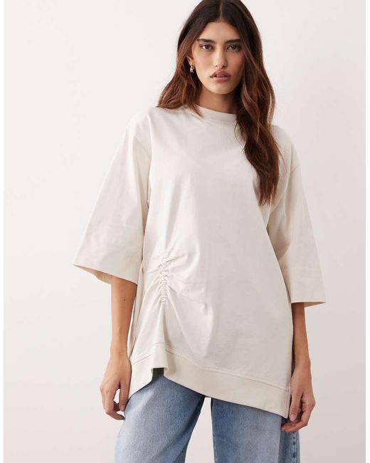 ARRANGE Blue Side Ruched Detail Oversized Tee