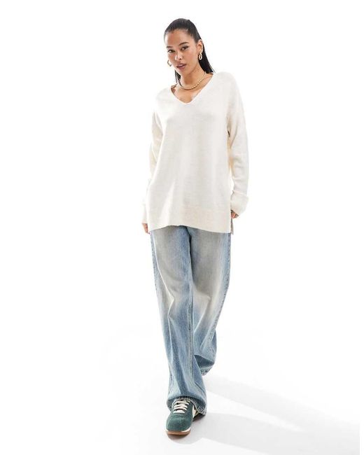 Vero Moda White Longline Soft Jumper