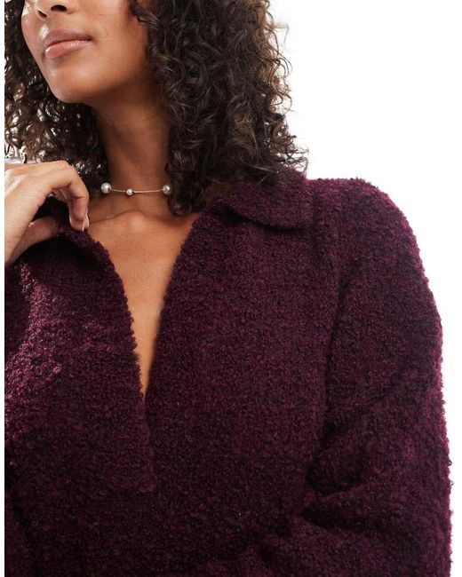 Native Youth Purple Soft Puff Knitted Polo Dress