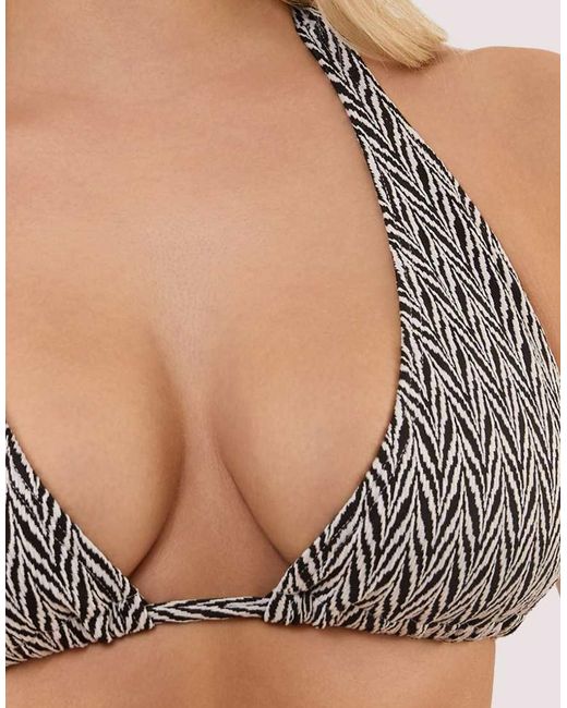Wolf & Whistle Black Misqua Textured Chevron Fuller Bust Bikini Top