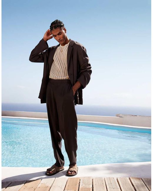 Pantaloni Da Abito Oversize Affusolati Da Mare Grigi di ASOS in Blue da Uomo