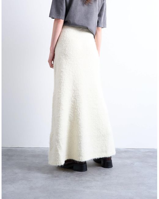 TOPSHOP Gray Knitted Co-ord Fluffy Skirt