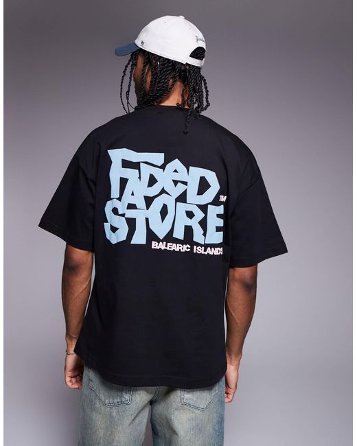 Faded Store Blue Balearic Logo Back Print T-shirt for men