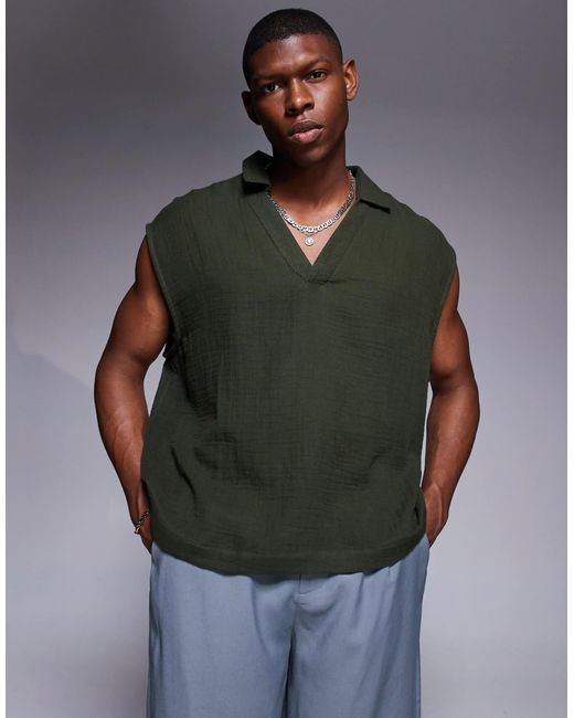 ASOS – kastiges, langärmliges, strukturiertes oversize-t-shirt in Gray für Herren