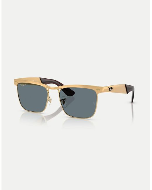 Ray-Ban Blue Wayfarer Deluxe Square Polarised Sunglasses With Lens