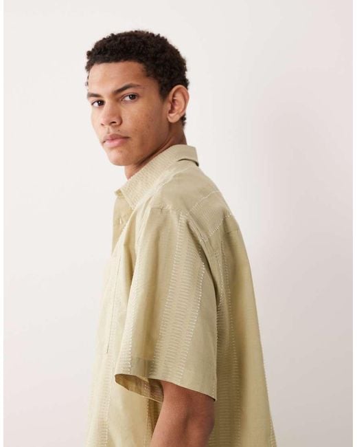 ASOS Natural Oversized Textured Shirt for men