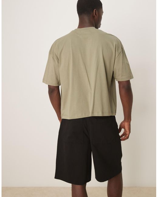 ASOS Natural Long Length Jorts With Double Pleats for men
