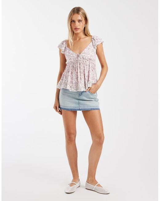 Hollister White Handkerchief Boho Babydoll Top