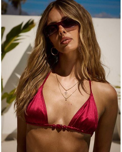 South Beach Red X Sasha Corte-t Triangle Bikini Top
