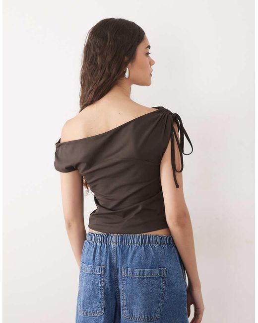 ASOS Black Off-shoulder With Tie Detail Top