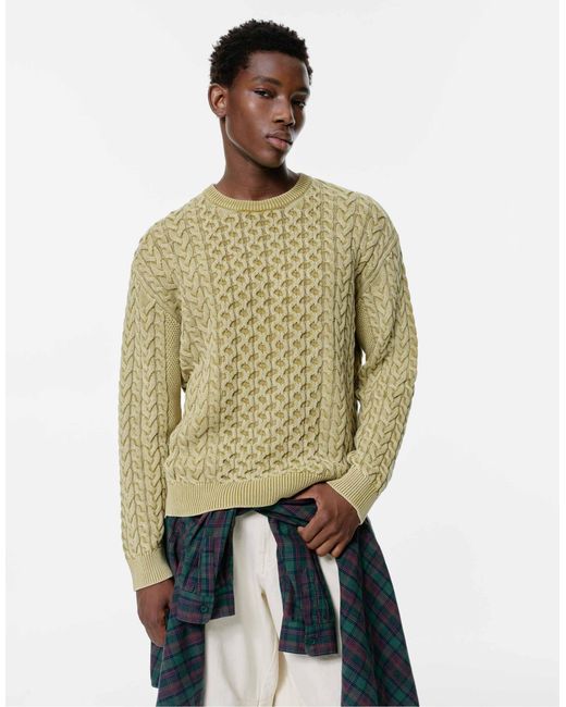 Pull en maille torsadée - pomme délavé Pull&Bear pour homme en coloris Green