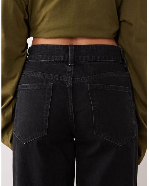 ASOS Black Asos Design Petite Wide Leg Dad Jean