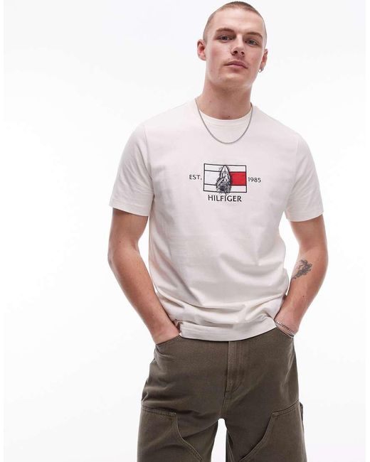 Tommy Hilfiger White Centre Flag T-shirt for men