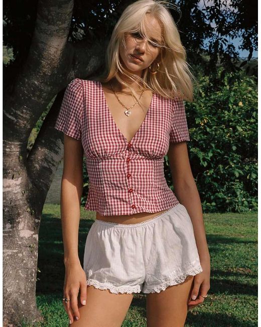 Princess Polly White Rhubarb Cotton Rich Frill Lace Edge Micro Shorts