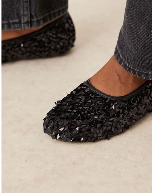 ASOS Black Lucid Sequin Ballet Flats