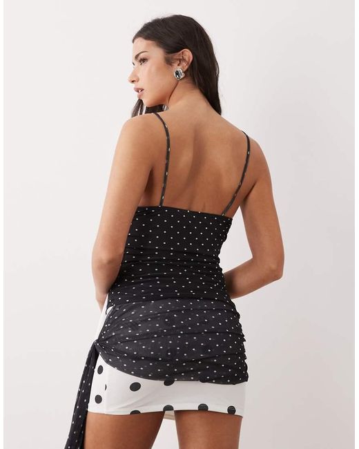 ASOS Natural Varied Polka Dot Draped Cami Top