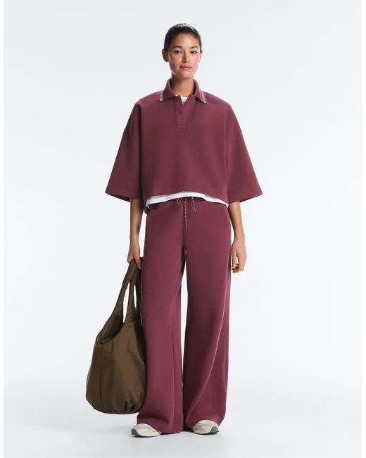 Oysho Red Straight-Leg Cotton Blend Trousers
