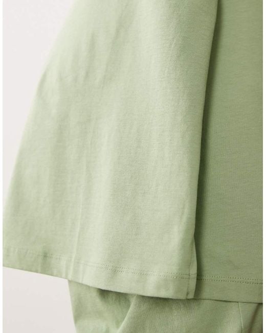 ASOS Green Asos Design Maternity Mix And Match Cotton Nursing Pyjama Oversized Tee With Side Splits