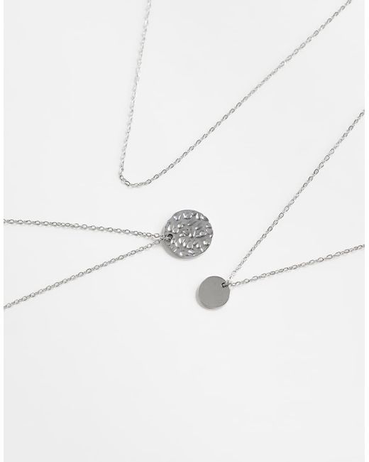 TOPSHOP White Oliver Waterproof Stainless Steel Multi Layer Necklace