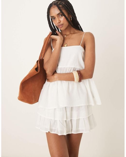 ASOS White Cami With Volume Peplum And Tie Straps