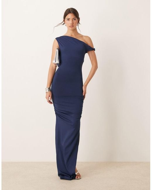 New Look Blue Slinky One Shoulder Maxi Dress