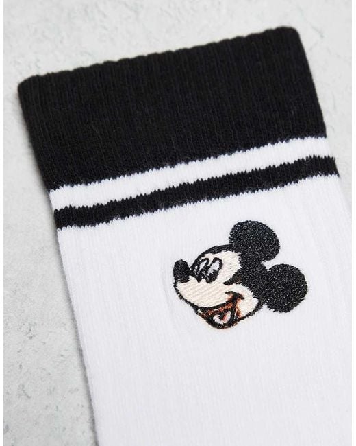 ASOS White 2 Pack Mickey Mouse Socks With Black Stripes for men