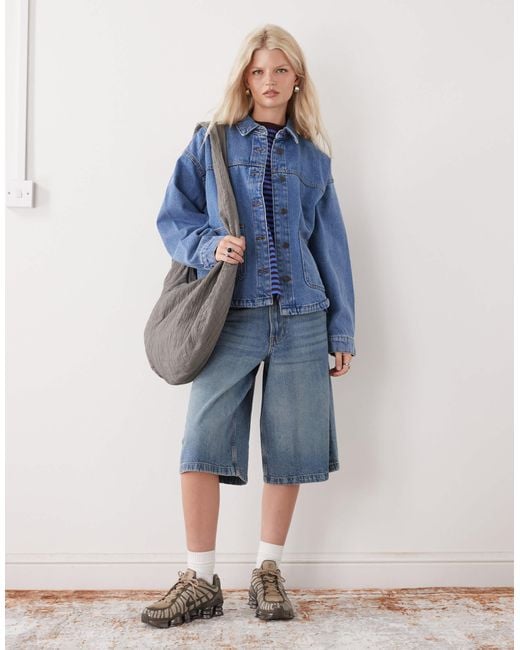 Noisy May Blue Boxy Fit Denim Jacket