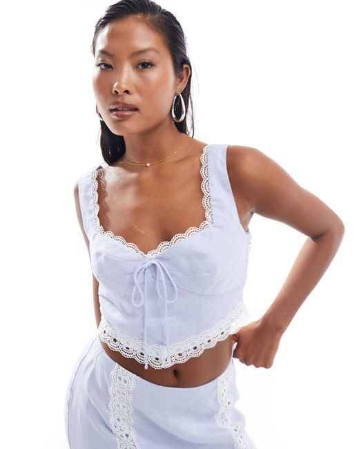 Forever New White Corset Style Lace Top Co-ord