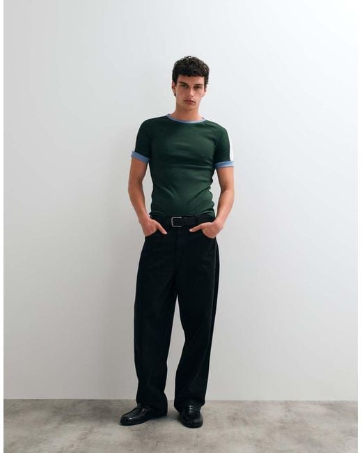 ASOS Green Muscle Fit Raglan Ringer T-Shirt for men