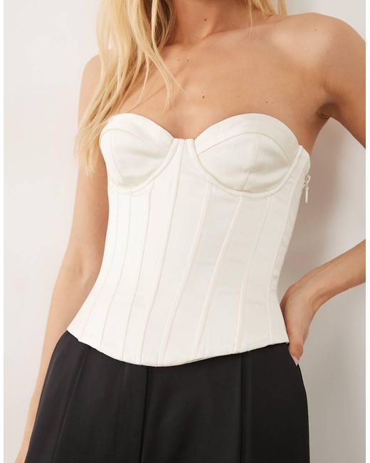 Oh Polly White Satin Lace Up Corset