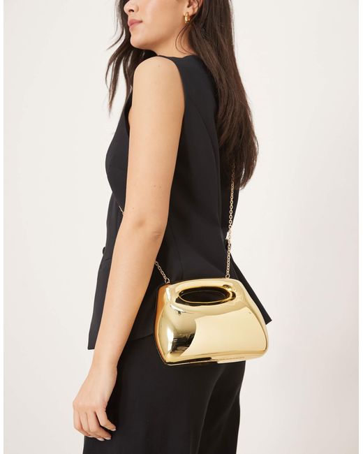 ASOS Black Hardbox Grab Square Clutch Bag With Chain Strap